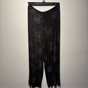 Frederick's of Hollywood Black Sparkle Cropped Wide-Leg Pants